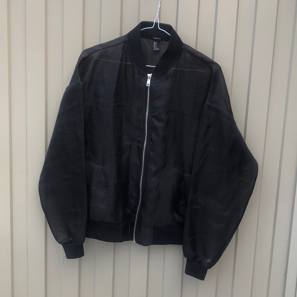 Sheer bomber zip-up
